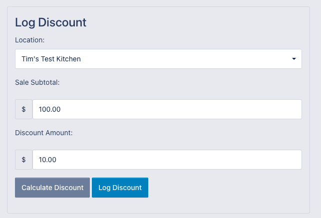 Log Discount Screen for the Student Savours Program