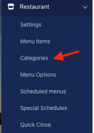 Menu Categories Admin Link