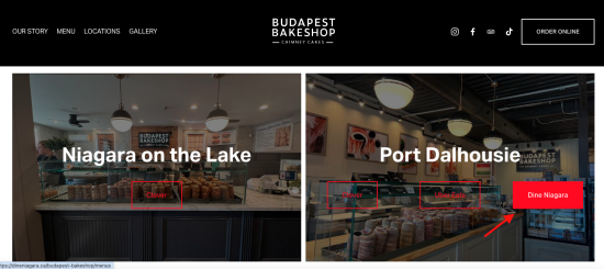 Budapest Bakeshop Website Screen Shot