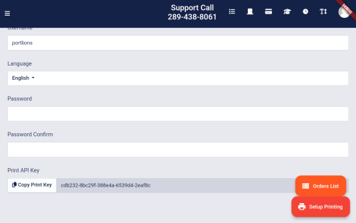 Print API Key from User Settings