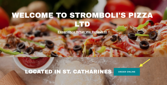 Stromboli's Pizza Website Screen Shot