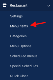 Menu Items Link in Admin Menu