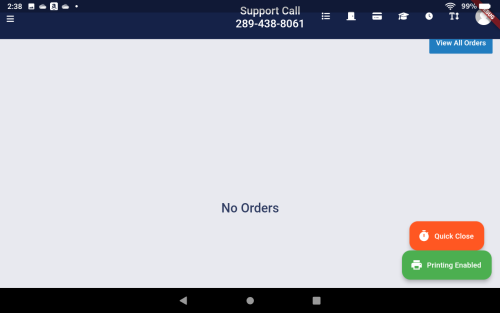 Green Printing Enabled button indicating that printing is functioning