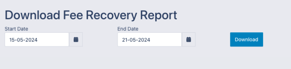 Fee recovery report criteria selection